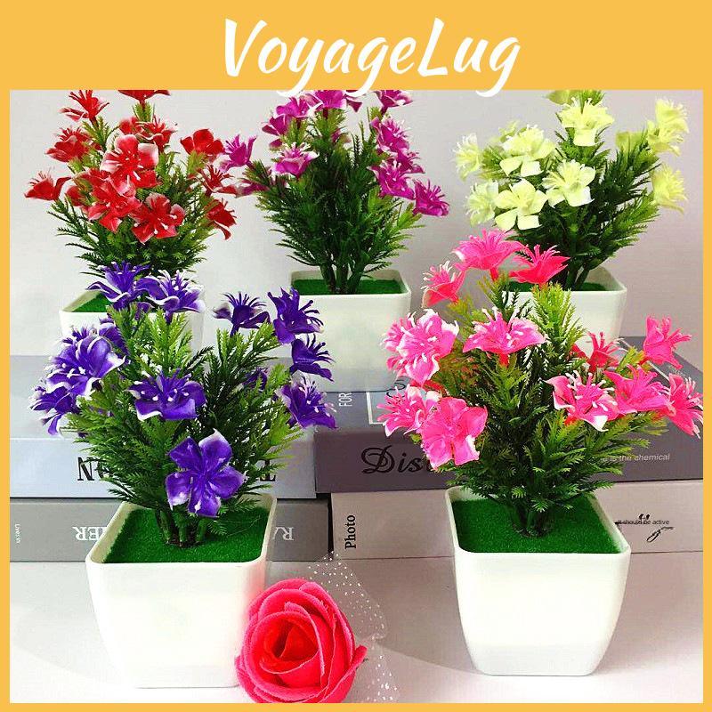 Miniature Potted Faux Flowers With Lilies Roses And Cones For Home Decor And Gift Ideas