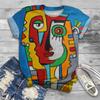 Camiseta Estampada 3D Cara Abstracta de Verano para Mujer Camisetas de Manga Corta Ropa de Calle Harajuku Camisetas Largas Y2k Ropa para Mujer