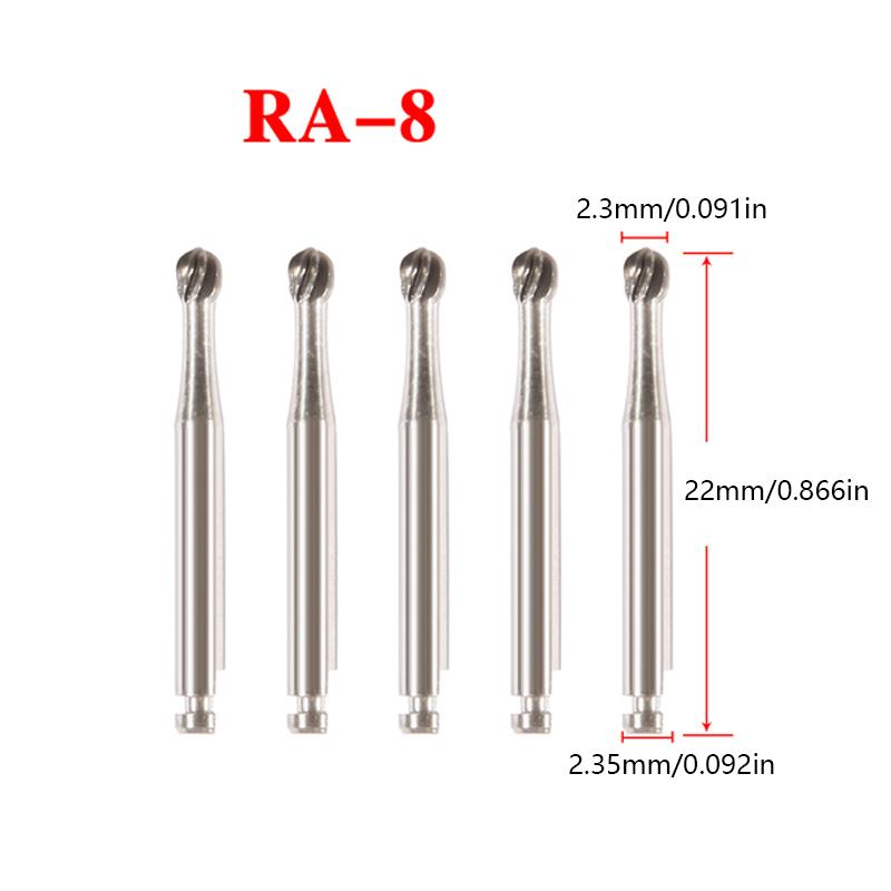 5Pcs/Box Dental Tungsten Carbide Burs Low Speed Round Ra Series For Dental Lab Or Clinic Shank Diameter 2.35Mm For Dentist