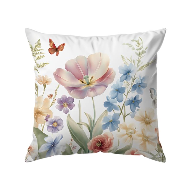 1Pc Watercolor Flowers Pillow Cover For Home Living Room Bedroom Sofa Office Decorative Pillowcase Soft Throw Pillows 45X45Cm