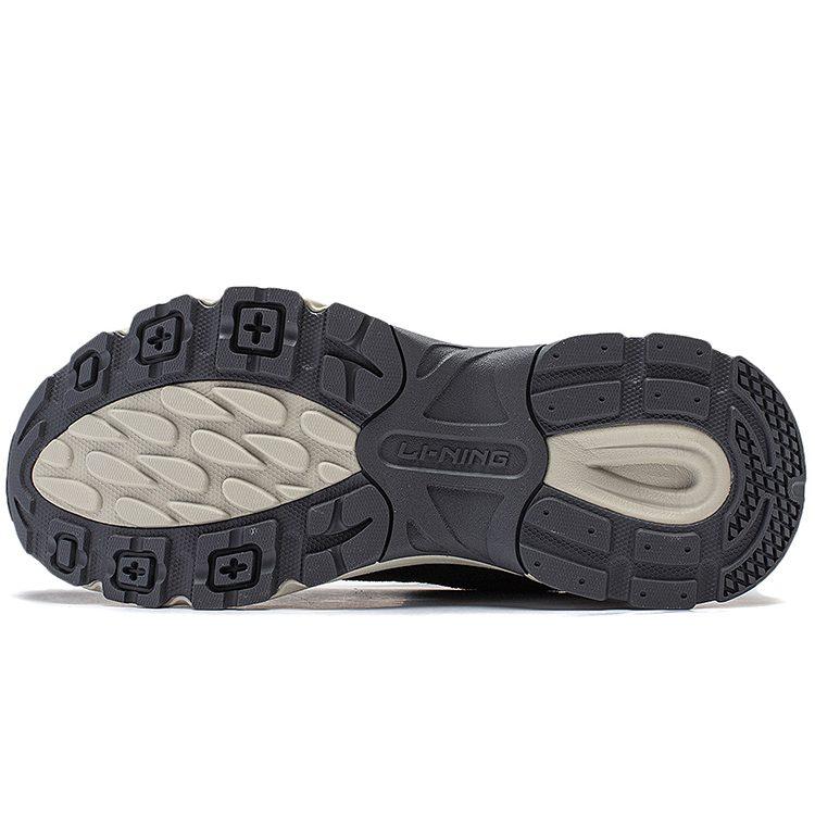 Li Ning Beicheng Cushioning Slip Resistant Abrasion Resistant Support Low Top Chunky Sneakers Men's Black Gray AGCT425-3