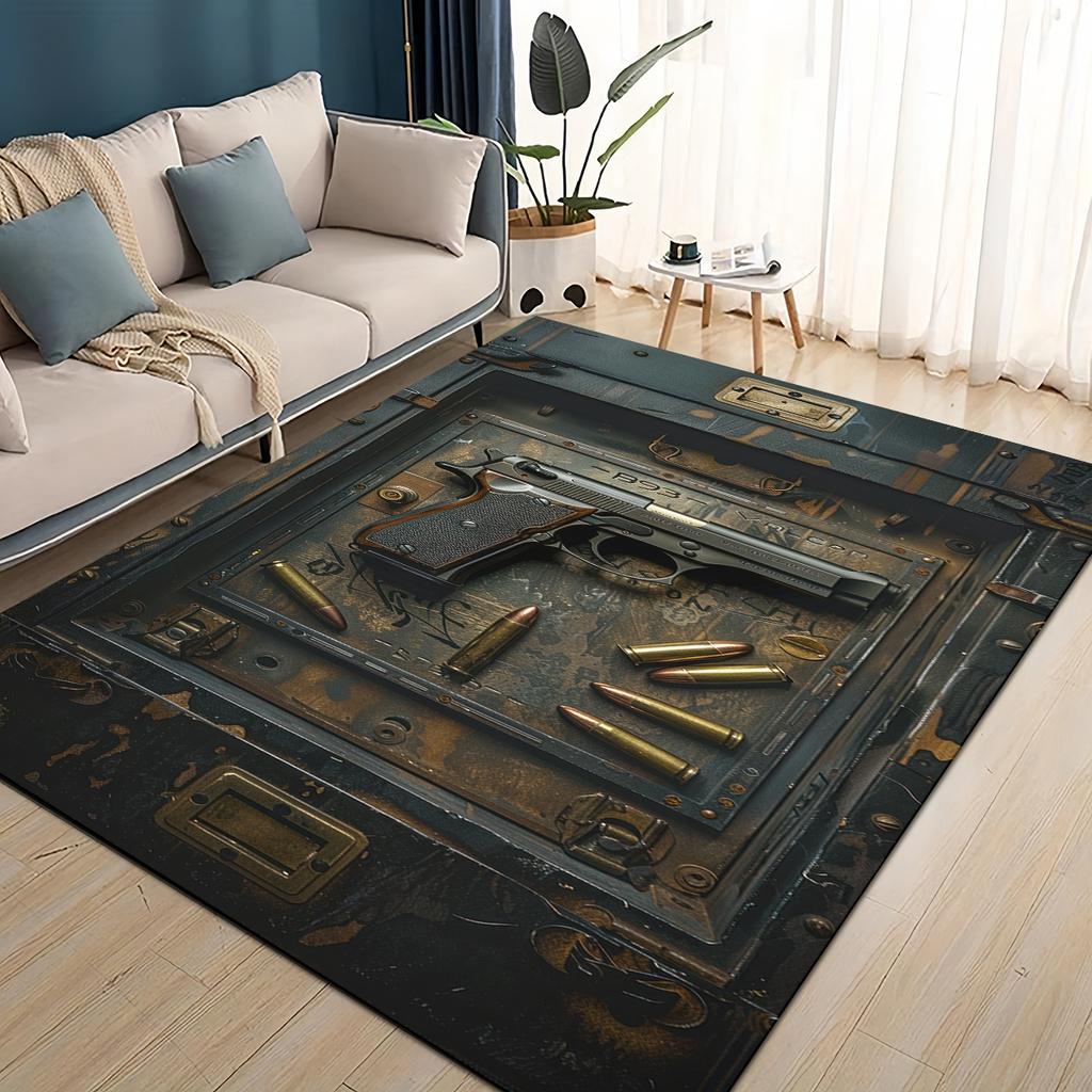 Style Military Shoot Gun Armoury Hot Weapons Rug for Living Room Bedroom Home Sofa Decoration,Kids Floor Mat