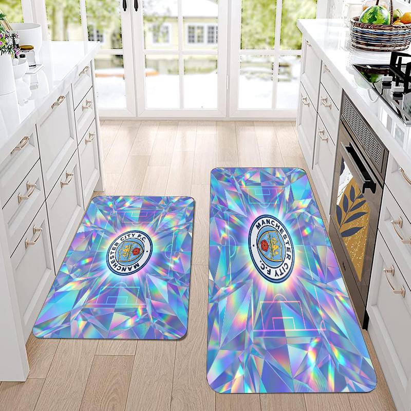 Manchester City Flannel Area Rug Soft Kitchen Floor Mat Non Slip Carpet Room Decor