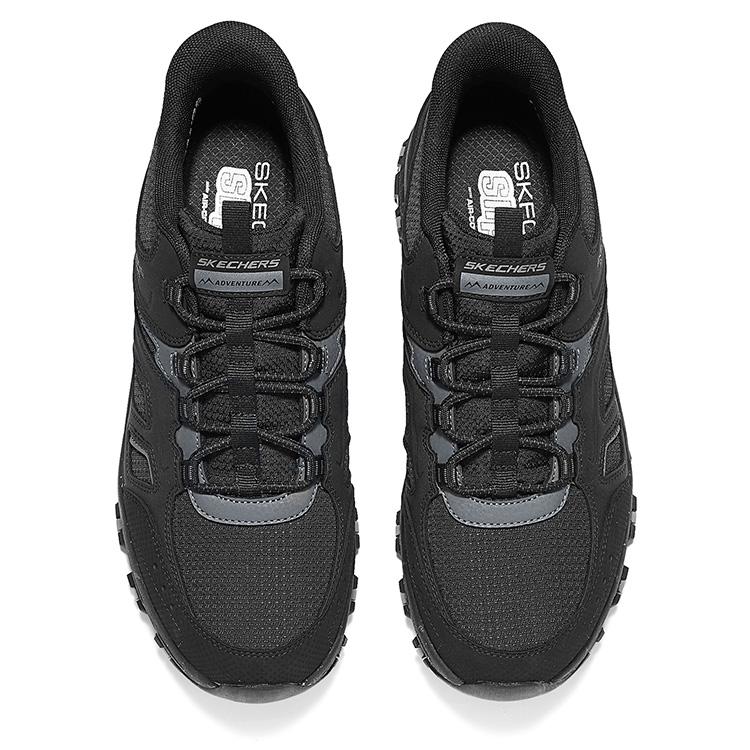 Skechers Outdoor Mens Flash Wing Shoes Cushion Thick Sole Rebound Comfortable Low Top Hiking Shoes Men Sneaker Black 237752-BBK