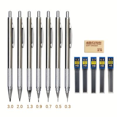 Sada kovových mechanických tužek s jádrem a gumou 0,3 0,5 0,7 0,9 1,3 2,0 mm mechanické automatické tužky Umělecká malba psaní
