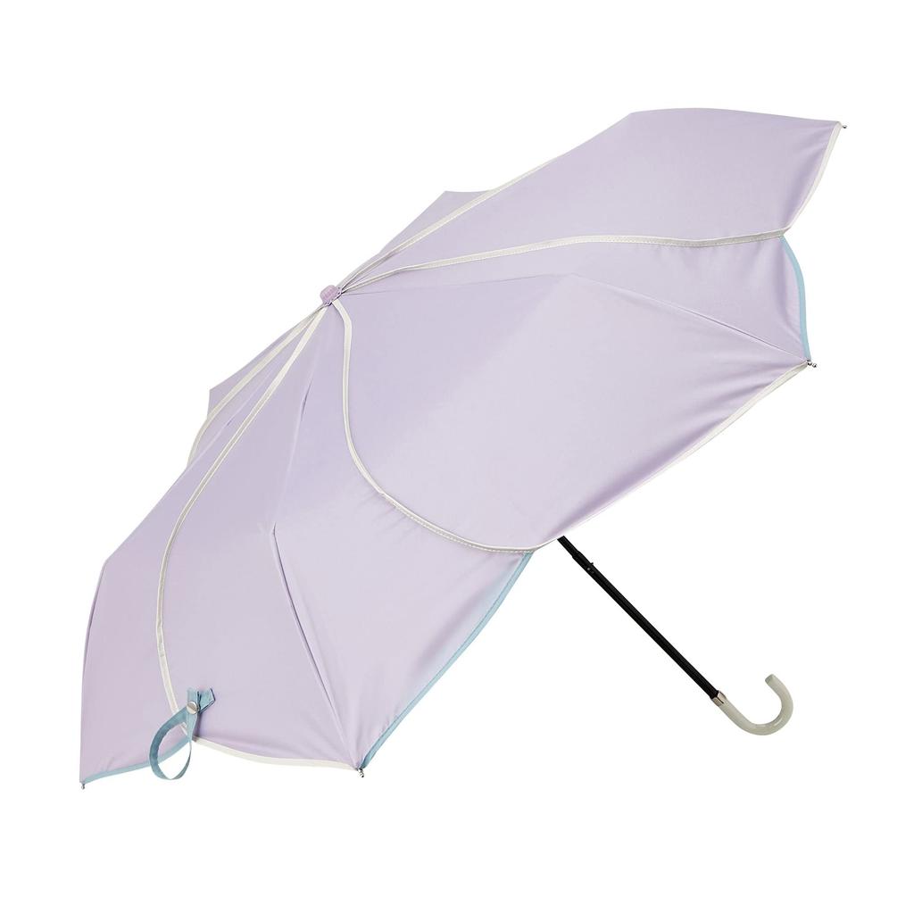 Francfranc Francfranc Bicolor Piping Folding Umbrella 47cm Purple both sunny and rainy (For days)