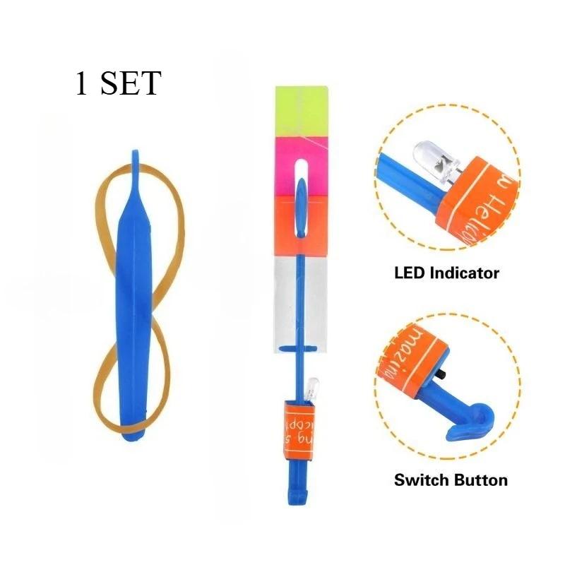 

25 наборов Ракетный вертолет со светодиодной подсветкой 25 пусковых устройств + 25 вертолетов Светящиеся в темноте сувениры для вечеринки Летающие игрушки для улицы S