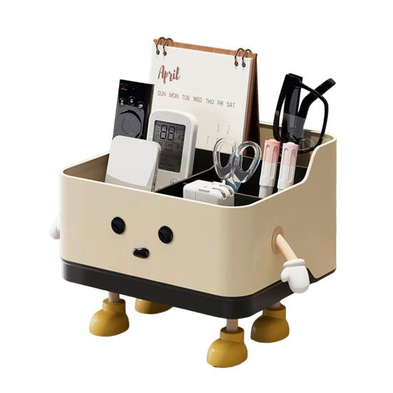 Desktop Storage Box Remote Control Holder Large Capacity Multiple Compartments Versatile Stationery Makeup Organizer