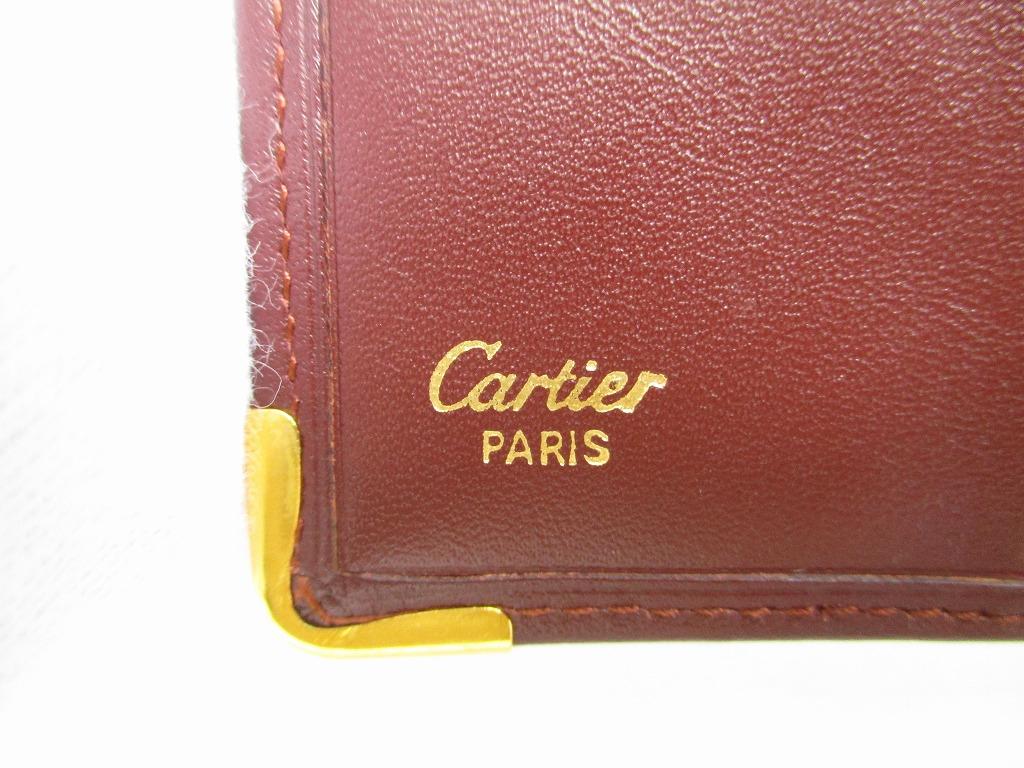 Authentic Cartier Must de Cartier Bordeaux Leather Bifold Wallet Purse #a853  Refurbished