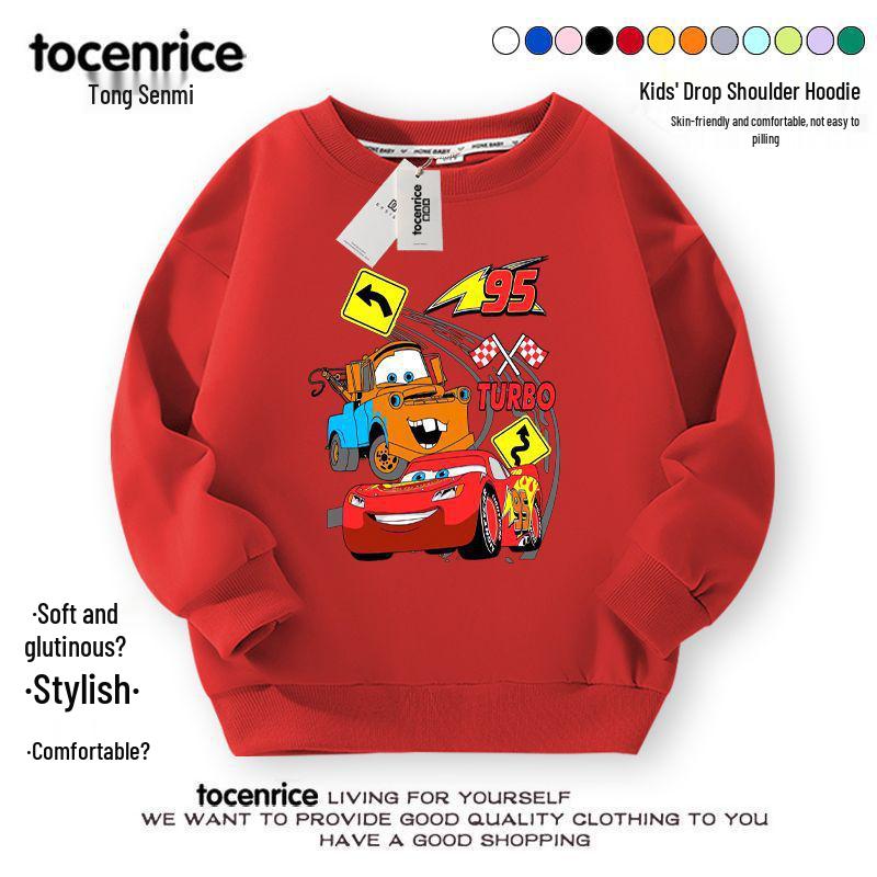 2024 Lightning McQueen Boys' Fall Hoodie Set – Cool & Stylish Children's Clothing for Spring & Autumn