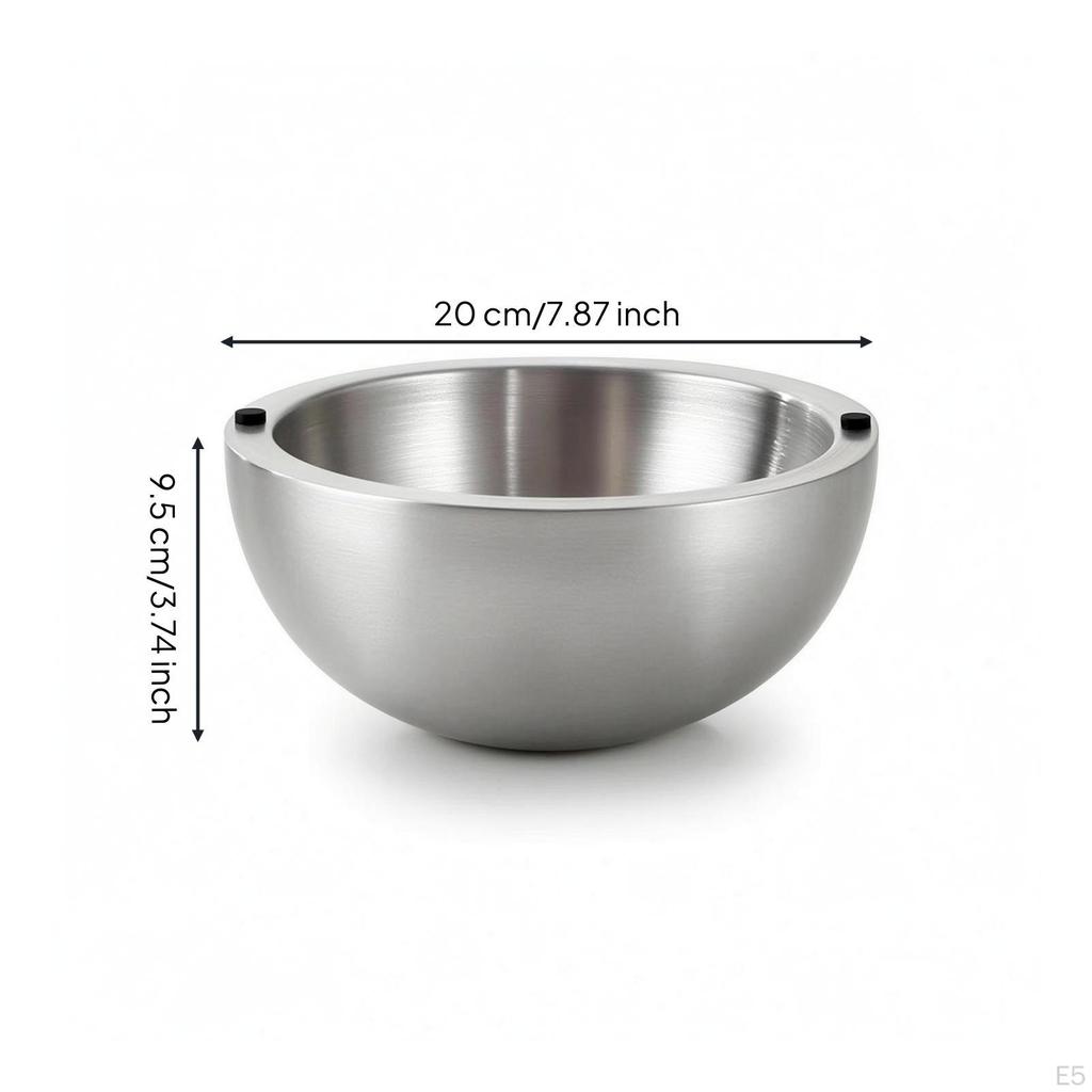 Stainless Steel Salad Bowl FoodGrade DoubleLayer Brushed Metal for Home Cooks, Kitchen, Dining