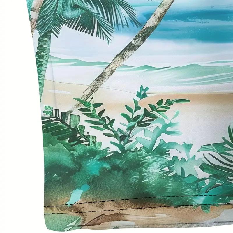 Beach Coconut Tree Pattern 3D Printed Men's Short Sleeved T-shirt Quick Drying Fashion Round Neck Summer Leisure Beach and Sports
