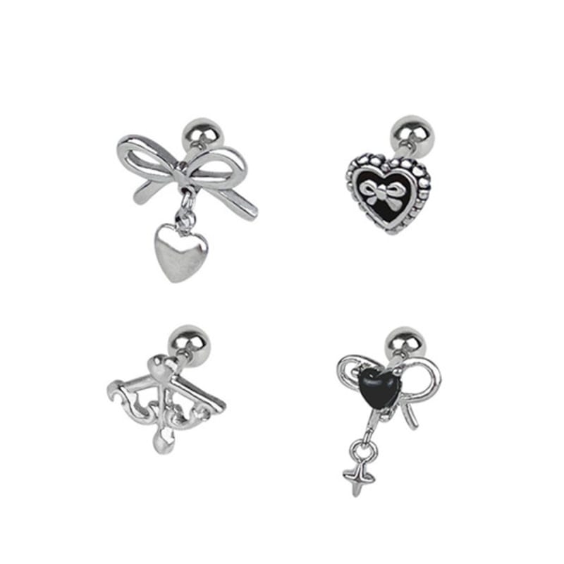 VVV [SET] Cupid Ribbon Heart Piercing