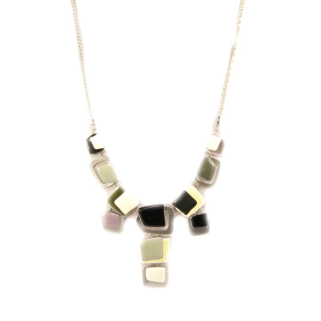NOA [H2361] - Designer Necklace 'Coloring' Gray Purple Beige