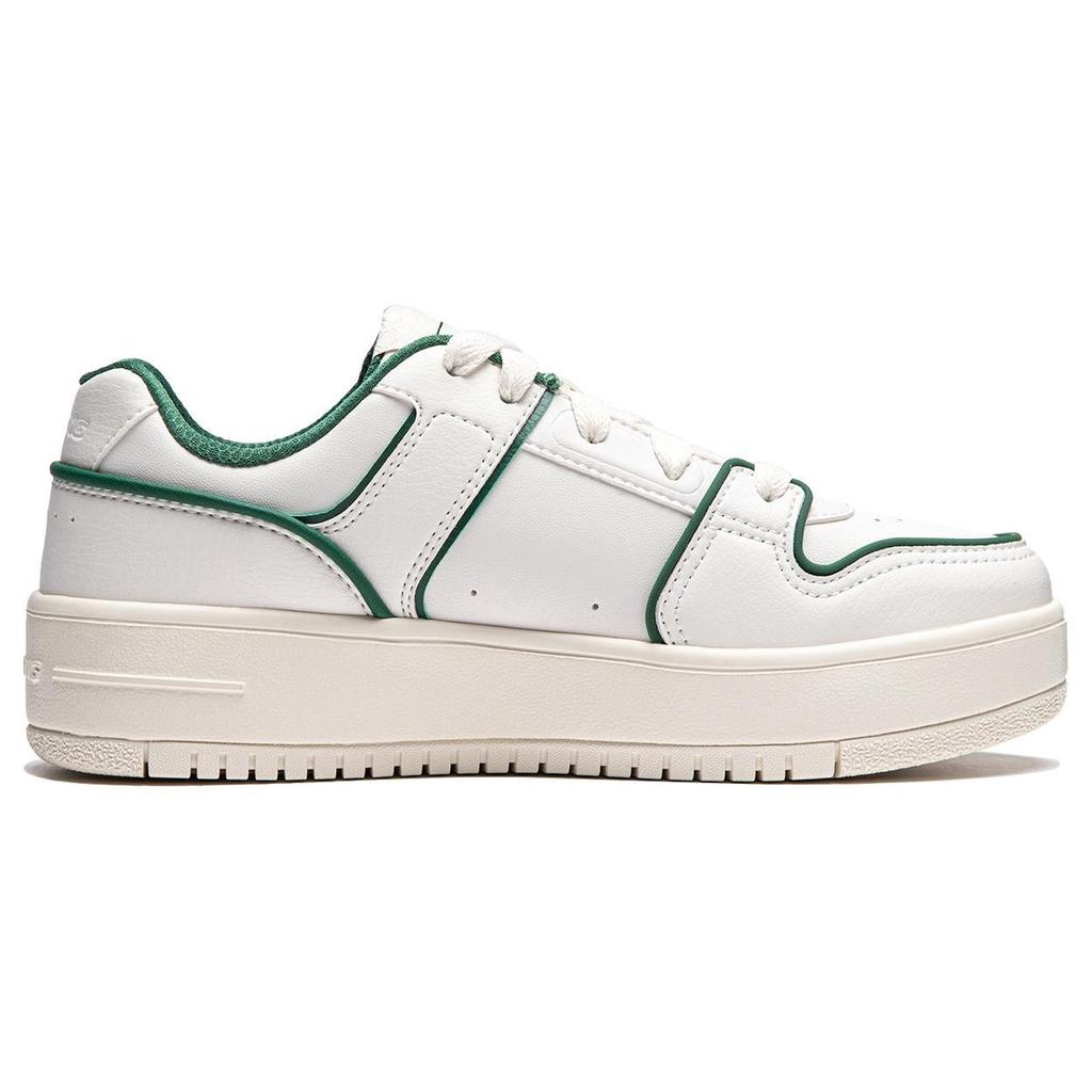 Li Ning Cheese Versatile Comfortable Simple Thick Sole Height Increasing Non-Slip Low-Top Skate Shoes Women sneaker White Green AGCU104-3