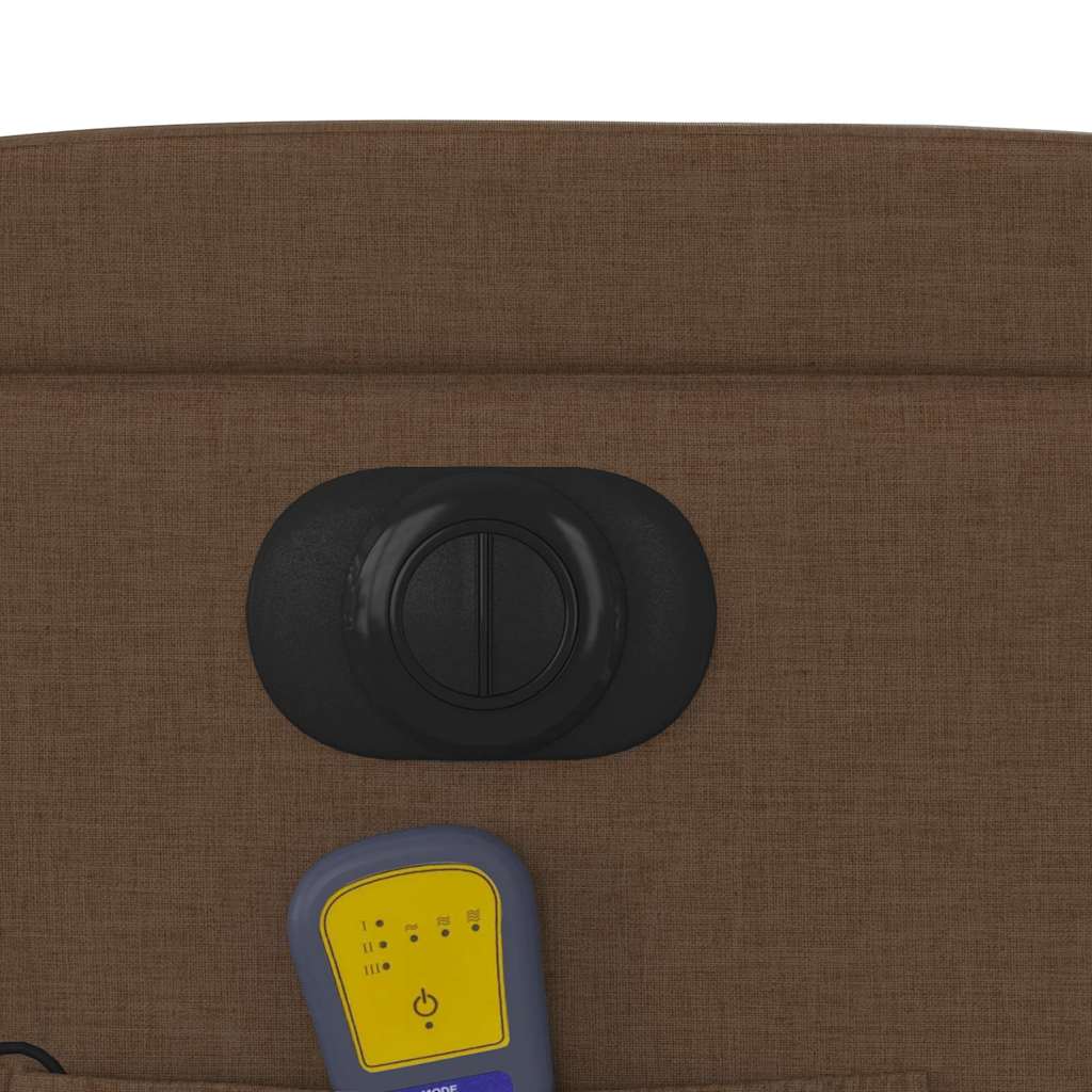 Electric Massage Recliner with Rising Function Brown Fabric