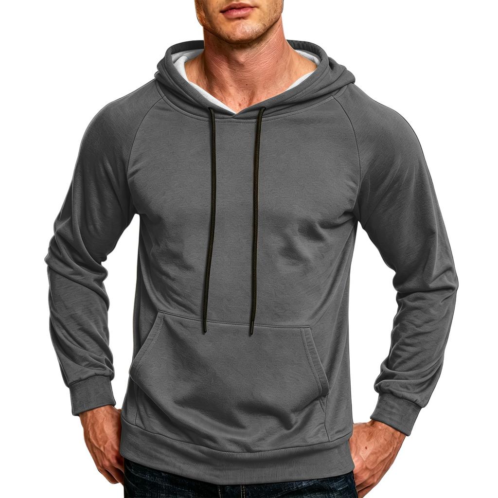 Men's Color Loose Fit Casual Hoodie with Pocket and Drawstring