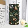 Vintage Totenkopf Blume Bücherregal Bemalte Handyhülle für IPhone 16 12 11 14 13 15 Pro Max Mini X XS XR SE2020 7 8 14Plus Weiche Hülle