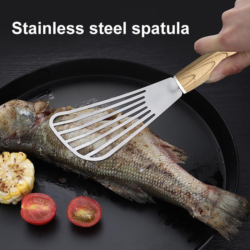 Edelstahl, Fischbratspatel, Fischwendespachtel, Pizza-Pfannkuchenspatel, Steak-Schmetterlingsspatel, Bratspatel, Küchenwerkzeuge