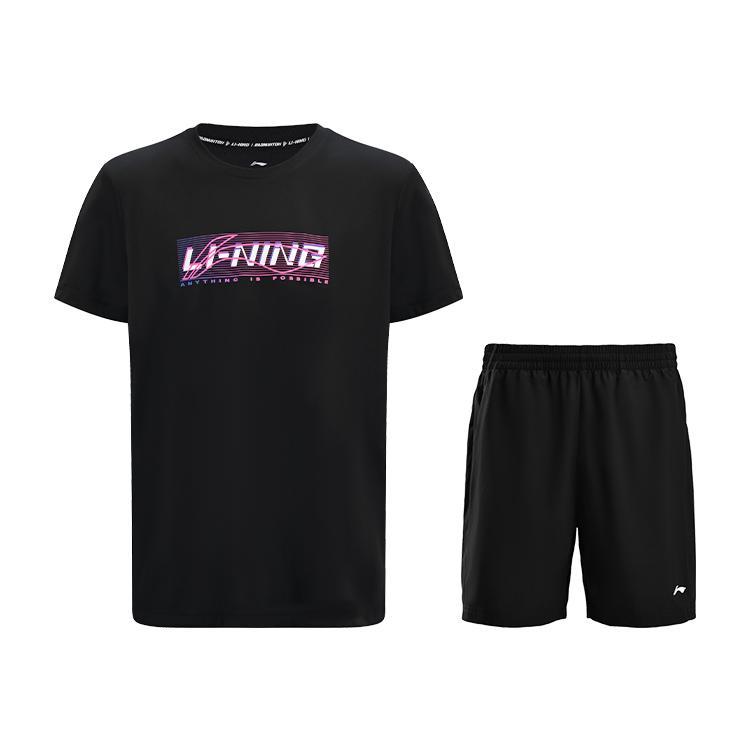 Li Ning Badminton Collection Casual Sportswear Unisex Black ATSV627-1+AAPV137-1 2XL