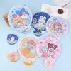 1-40PCS Cartoon Foldable Fan Summer Cute Mini Round Fan Creative Small Fresh Pocket Fan Simple Portable Collapsible Fan Hand Fan