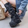 Long Boots In the Autumn and Winter of 2025, New Thick-soled Boots, High Boots for Women's Design, Belt Buckle Side Zipper But Knee