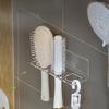 1pc Clear Acrylic Wall-Mounted Bathroom Organizer - No-Drill Storage Rack for Hair Brushes, Combs, Toiletries - Space-Saving