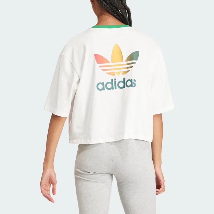adidas originals Women'ss Logo Print Crewneck Sport T-Shirt White (Unisex) T-Shirts IS0312