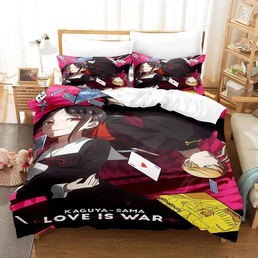 Anime Kaguya-Sama Love Is War Bedding Set Duvet Cover Bed Set Quilt Cover Pillowcase Comforter King Queen Size Boys Adult