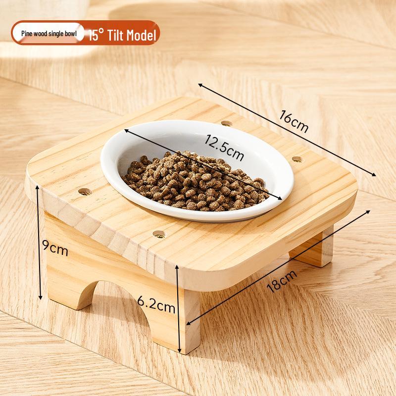 

Керамическая миска для кошек и собак с защитой от проливания, с высоким основанием - три миски в одной Natural Wood Cat Bowl