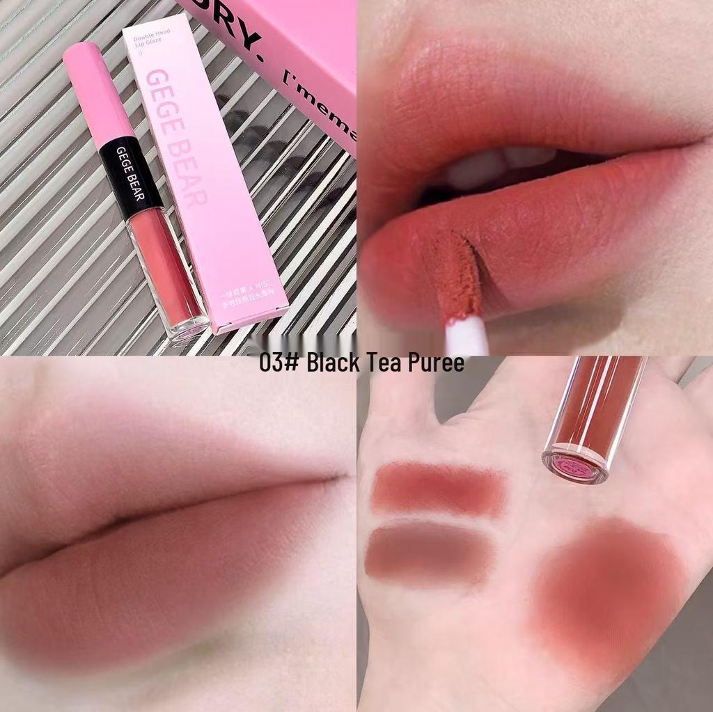 Gege Bear Double-Ended Lip Glaze: Multi-Effect, Dazzling Color, Luminous Matte, Soft Mist, Long-lasting Lip Color.