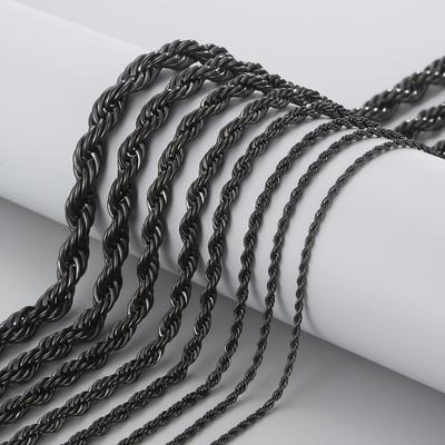 Hip -Hop Style Vacuum -Plated Black Titanium Steel Winding Ladder Twist Necklace For Men And Women