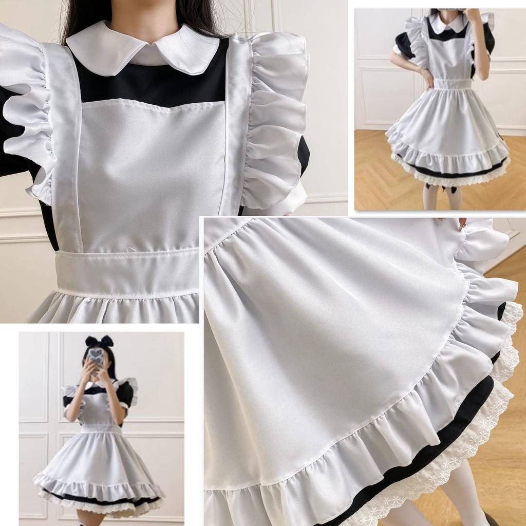 [FULINE] Maid Clothes, Cosplay, Maid, Standard Costume, 3 Piece Set, Costume, Cosplay, Cute, Men's, Women's, Halloween Cosplay, 3XL