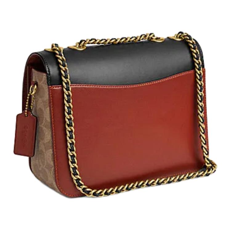 Coach Madison 24 Camellia Logo Turnlock Shoulder Bag Women Shoulder Bag Embroidered-Red Black CW454-B4WG4