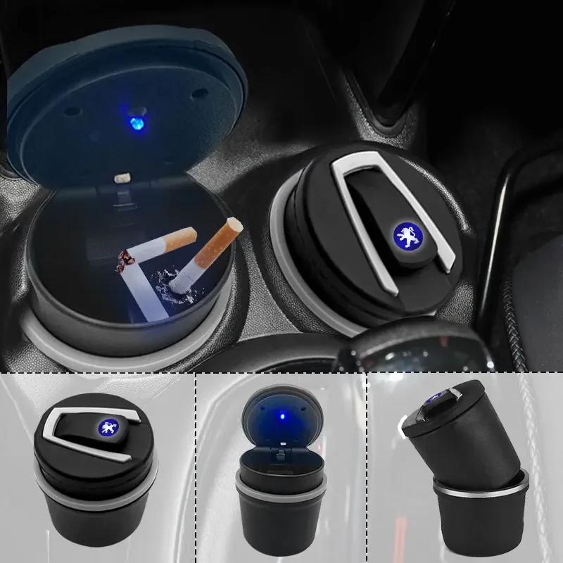 Car Ashtrays Portable Car Auto LED Light Cigarette Cigar Ash Cylinder For Peugeot 206 307 308 3008 207 208 407 508 508 407 2008