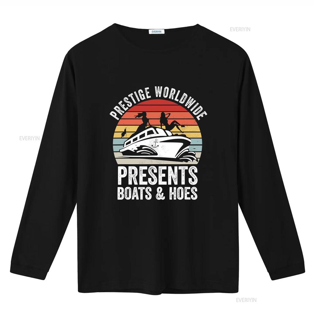 Prestige Worldwide Présente Bateaux Et Pelles Design Couché de Soleil Rétro T-shirt de Fête Drôle Bateau de Fête Lavage Vintage Élégant Légèrement