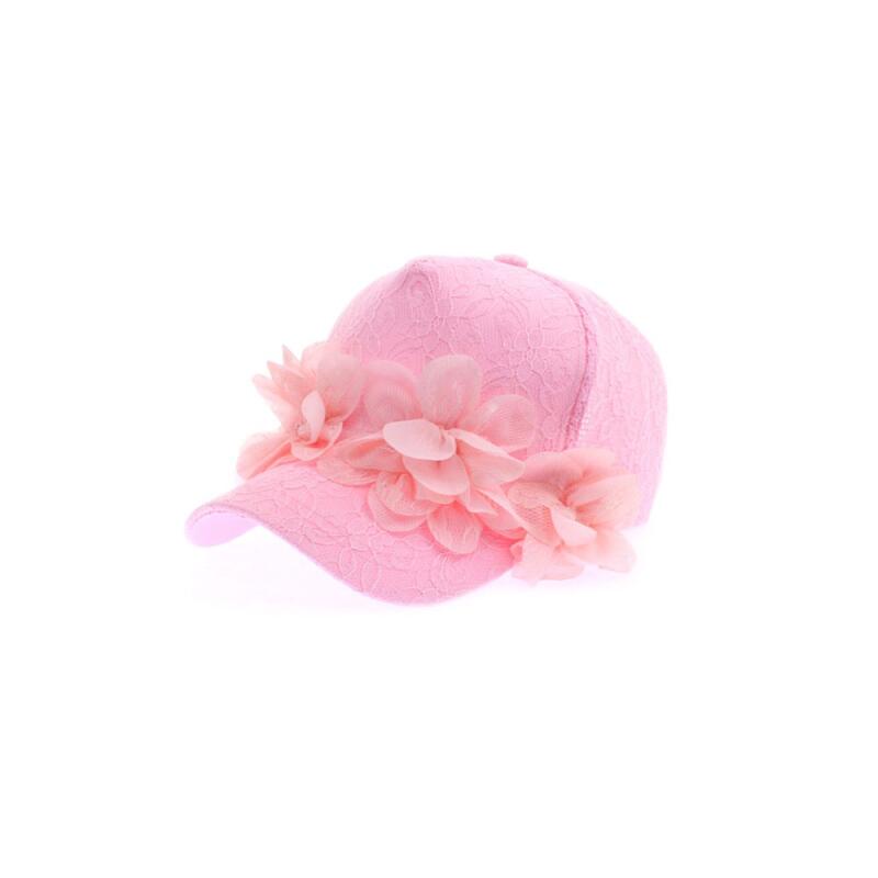 Flower lace cap for women s middle-aged summer thin hat pink