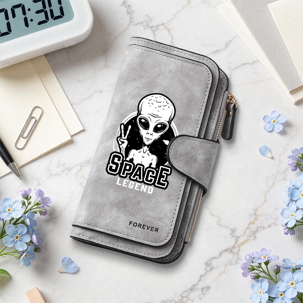 Alien Printed Long Wallet Fashion Portable Card Holder