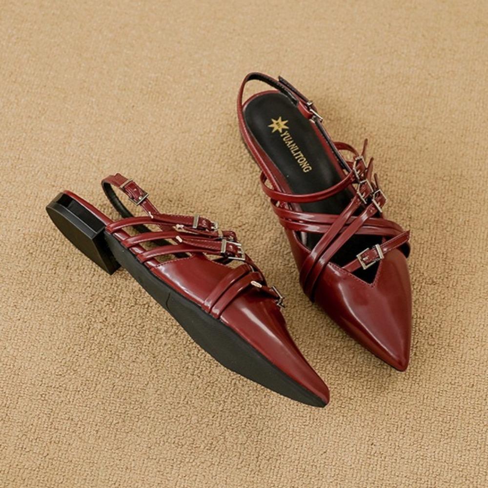 Fashion Pointed Sandals Women's New Niche Design Sense Leather Pumps Women's Bag Head Versatile Flat Shoes Outer Sandals for Women