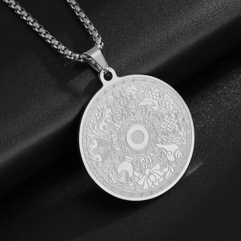 Fashion Hip Hop Stainless Steel Double Koi Fish Medal Pendant Necklace for Men and Women Fashion Lucky Jewelry Gift