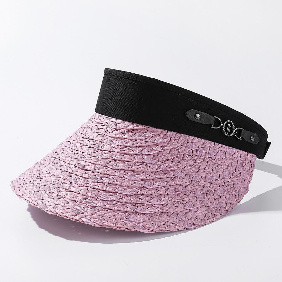 Style Hat Versatile Straw Woven Fashionable Solid Color Female Sunshade Hatscaps