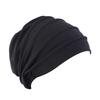 Solid Color Women Elastic Cotton Fold Turban Hat Soft Bonnet Muslim Hijab Ladies Head Wrap Warm Beanies Chemo Hat