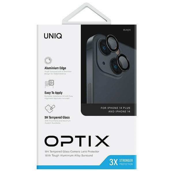Uniq Optix Aluminium Camera Lensprotector Iphone 14 6.1 / 14 Plus 6.7 Midnight Black Szkło Na Obiektyw Aparatu Z Aplikatorem