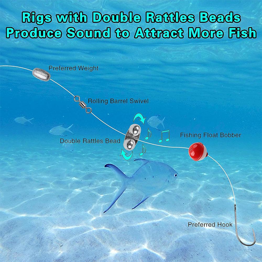 25Pcs Fishing Double Rattle Beads Catfish Rig Rattle Bell Beads Fishing Attractor Bell Beads Accessories