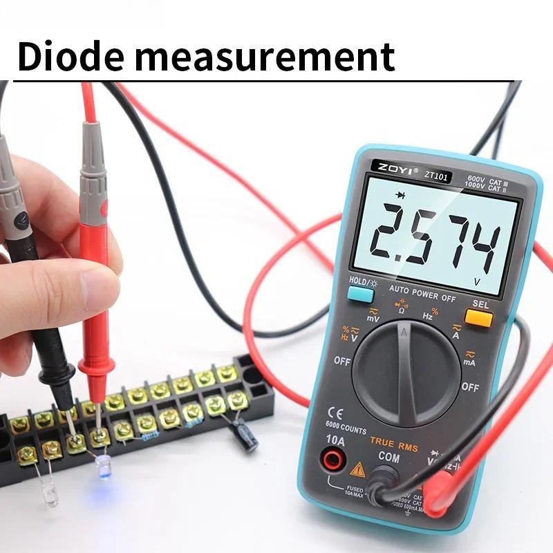 ZT101 Digital Multimeter Backlight AC/DC Ammeter 6000 Counts AC/DC Ammeter Voltmeter Ohm Portable Meter Voltage Electrician Tool