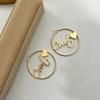 Personalized Name Hoop Earrings 18K Gold Plate Nameplate Hoops Custom Letter Minimalist Hoop Earring Stainless Steel Jewelry