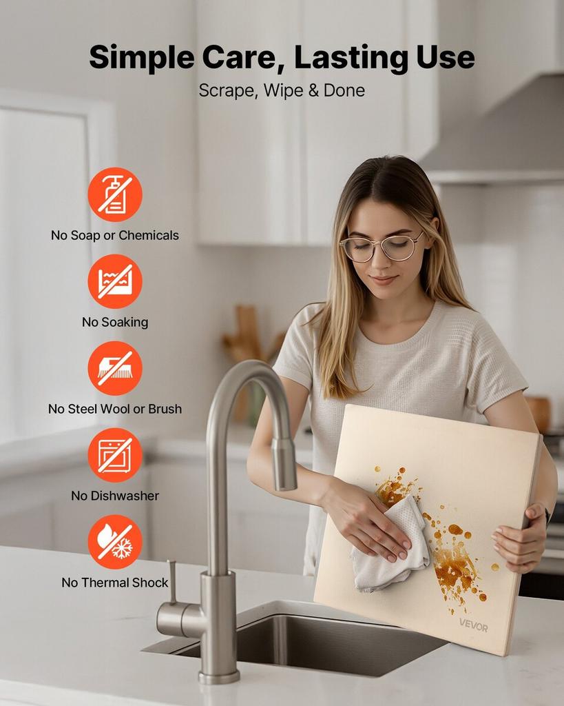 Pizza Stone, 406 X 355 Mm Rectangular Cordierite Pizza Stone, Extra Large Baking-Stone with Scraper, 15 Mm Thick Heat-Resistant Cordierite, for