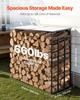 Firewood Rack with Sloped Roof, 1.85m Outdoor Firewood Holder, 1/4 Cord Log Storage Shed, 299kg Max Weight Capacity, Powder-Coated Metal Wood Storage