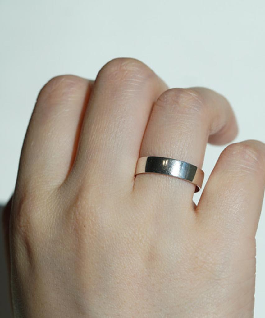Alleun Silver 925 Couple Bold Flat Rings