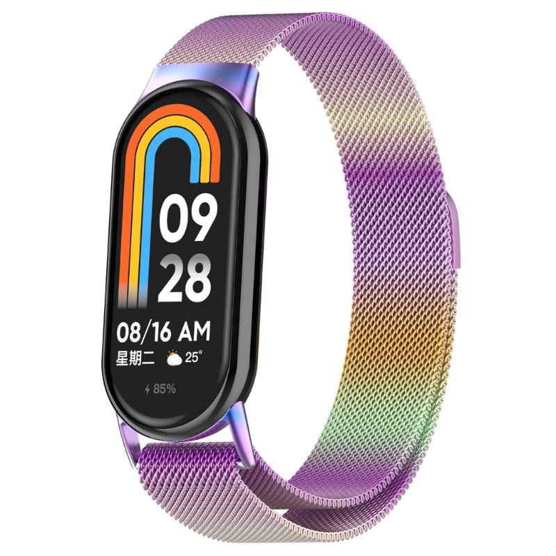 Suitable for Mi-Band 8 Smartwatch Adjustable-Band Strap Stainless Steel Wristband Bracelet Wear-resistance Milanese-Loop